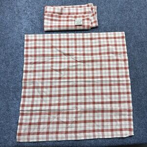 NWOT Pottery Barn Set Of 2 100% Cotton Napkins Gingham Orange Check Fall Autumn